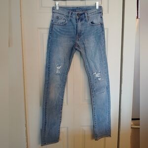 LEVI'S light Blue Cotton Distressed Jeans, Size W26 L32